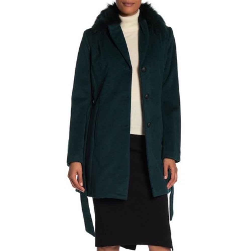 Andrew Marc Genuine Dyed Fox Fur Collar Coat
